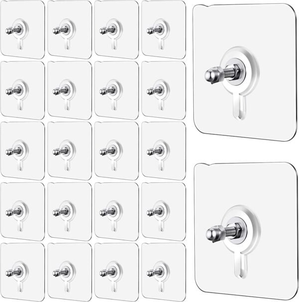punch free wall mounted hooks – transparent heavy duty (pack of 10)